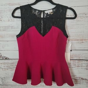 1 State NWTS peplum Top with lace back